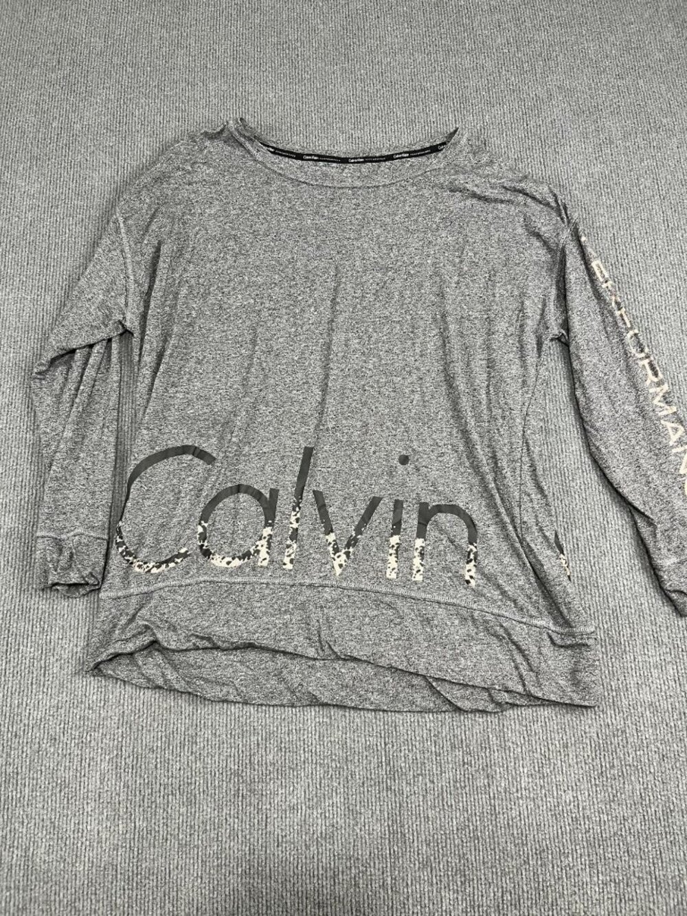 Calvin Klein Performance Womens Gray Long Sleeve Logo Sweatshirt Top Size 1X